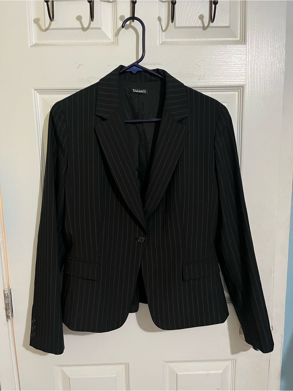 Talbots Black Women's Blazer with Pinstripe Detail